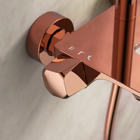 Ensemble de douche mural de luxe en or rose brossé avec robinet mitigeur 3 voies chaud/froid et colonne de douche cascade/pluie - Grande Vente