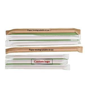 Individually Wrapped Biodegradable Paper Straws Eco Friendly Disposable Drinking Straws for Restaurant Takeaway and Beverage Use - Product Image 1