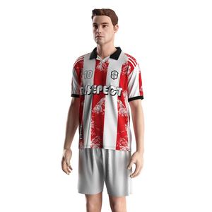 Conjuntos de Uniformes de Fútbol con Corte Atlético y Costuras Profesionales, Camiseta de Fútbol con Diseño Retro a Rayas, Esencial para Clubes - Product Image 2