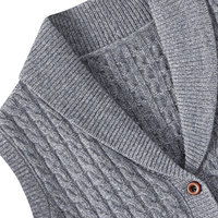 Vintage Damenweste aus 100% Merinowolle mit Zopfmuster, Schalkragen, ärmellos, Knopfleiste, Strickweste, kundenspezifisch, niedrige Mindestbestellmenge