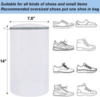 QJMAX Lot de 2 sacs à linge en maille nid d'abeille avec sac de machine à laver les chaussures à fermeture éclair pour solution de stockage de baskets