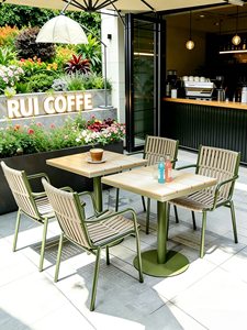 Juego de Mesas y Sillas de Aluminio Estilo Influencer, Resistentes al Agua y al Sol, para Exteriores, Patios, Jardines, Cafés, Bares, Tiendas de Té con Leche - Product Image 4
