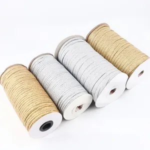 0.25 Inch 0.5 Inch 1 Inch In Stock Gold Silver Colors Jacquard Braided Elastic Band For Journal Garment Accessories Decoration