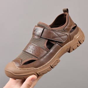 Sandalias de Verano 2026 para Hombre, Transpirables, de Malla, Casuales, de Cuero, Hechas a Mano, con Costuras y Diseño Hueco - Product Image 4