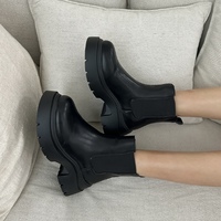 Bottines plateforme noires pour femmes, semelle épaisse, style Martin, à enfiler, rehaussantes, streetwear, pour l'automne et l'hiver