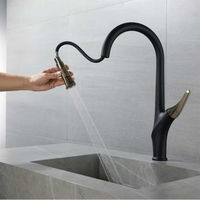 Robinet de cuisine en laiton avec douchette extractible, design contemporain, couleur personnalisable et installation sur plan de travail