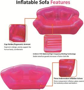 Sofá Inflable Transparente Rosa Moderno, Plegable y Portátil para Acampar, Sala de Estar y Uso en Exteriores - Product Image 4
