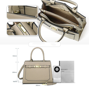 Bolso de Hombro de Cuero Genuino Certificado BSCI al por Mayor, Moderno, para Mujer, con Asa Única, Cierre de Cremallera Impermeable, Cadenas BADI - Product Image 2