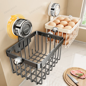 Suction Cup Kitchen Hanging <b>Basket</b> Wall Mounted Storage For Onions Garlic Ginger <b>Eggs</b> Organizers No Drill Required - Product Image 5