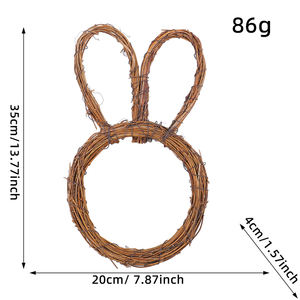 Vente en gros de couronnes de Pâques en rotin fournitures de fleuriste décorations d'anneaux en rotin petit cadeau en bois - Product Image 4