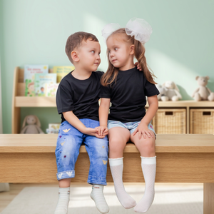 T-shirt IMRON KIDS noir uni à manches courtes 100% coton, col rond, style jersey décontracté, 180g - Product Image 1