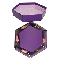 Boîte surprise hexagonale violette haut de gamme personnalisable DIY, recyclable, pour collations, bijoux, boîte cadeau en carton rigide avec couvercle