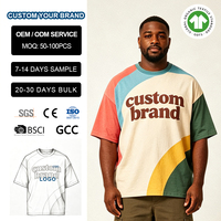 T-shirt ample pour homme avec blocs de couleur et motifs personnalisés sur la poitrine, commande en gros, acceptation de petites commandes, vêtements streetwear en coton