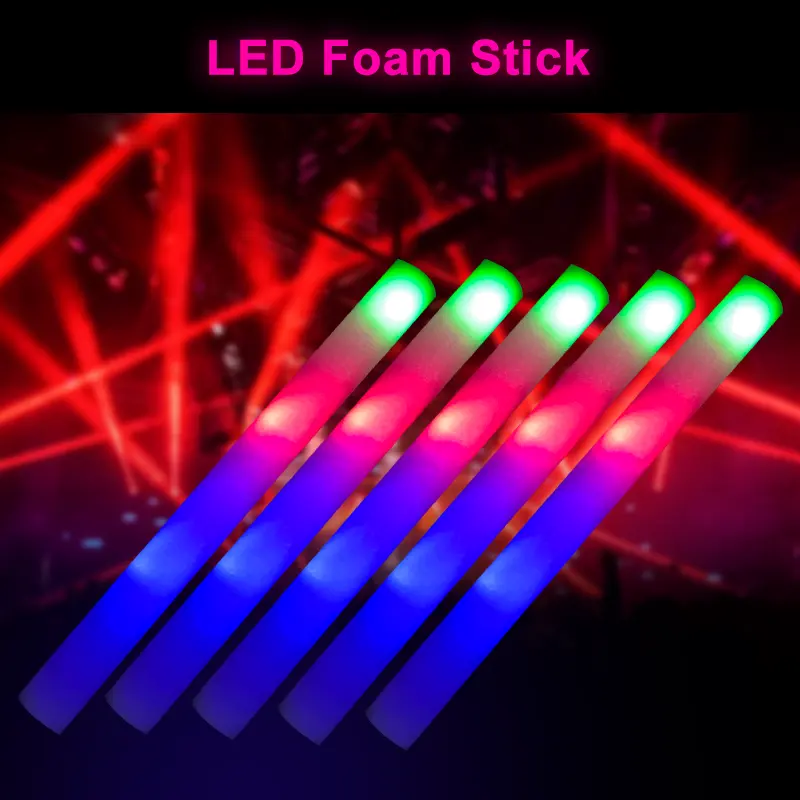 Benutzer definierte LED Glow Foam Stick Günstige Led Stick Schaum Night Run Verwenden Sie Flash ing Light Up Cheer ing Stick Led Foam Baton