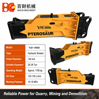 Marteau brise-roche hydraulique PTEROSAUR SB81 de type boîte, diamètre de la pointe de 140 mm, système hydraulique-gaz, certifié ISO CE pour