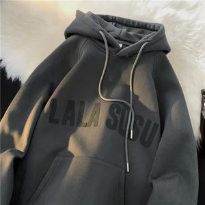 Sweat à capuche décontracté et tendance en polaire, style américain ample, rétro, populaire auprès des jeunes, pour garçons - Product Image 5