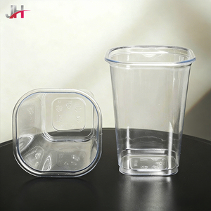 Vasos de Plástico Cuadrados <span class=keywords><strong>Transparentes</strong></span> Desechables de PET con Tapas, Personalizados con Logotipo, en Oferta, de 10oz, 12oz, 14oz, 16oz, 20oz, 22oz y 24oz - Product Image 4