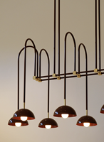 Lustre suspendu vintage en métal rouge-brun style Mid-Century Modern pour hôtel, restaurant, boutique, salle à manger