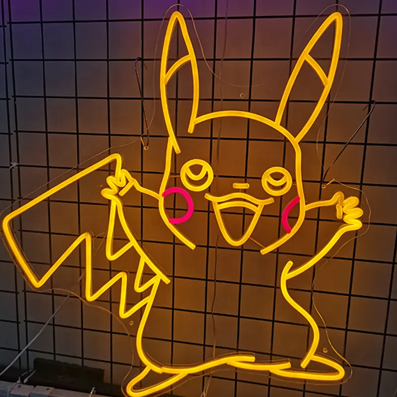 Pikachu Neon Sign Color Lighting Custom Brand Custom Font Design Draft Scheme Neon Color With Personality