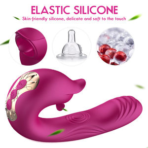 3in1舌舐め<span class=keywords><strong>G</strong></span>スポットバイブレーターディルド膣バイブレーション羽ばたき刺激器肛門乳首マッサージセックストイ女性カップル向け - Product Image 3