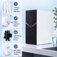 Purificador de Agua RO de 100 GPD para Debajo del Fregadero, Fácil Instalación, Diseño Compacto de 4 Etapas, Ósmosis Inversa, Filtración de Agua Doméstica
