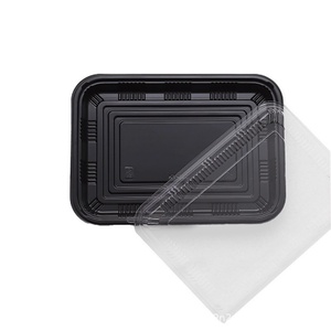 Barquette jetable en PVC/PET noir avec emballage blister pour biscuits, sandwichs, nouilles, usage en supermarché et aliments frais - Product Image 4