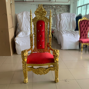 Offre Spéciale Fauteuil Trône Royal Style Vintage pour Hôtel/Mariage/Mobilier, Rouge/Noir/Blanc, Excellente Qualité, avec Cadre Doré/Argenté - Product Image 4