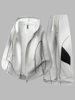 Cardigan à capuche et pantalon de survêtement pour homme, style décontracté et sportif, 100 % polyester polaire, collection Printemps-Automne