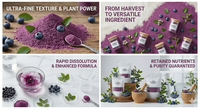 Groothandel Bulk 100% Zuivere Natuurlijke Voedingskwaliteit Blauwe Bes Fruitpoeder Instant Vriesgedroogd Oplosbaar Trommelverpakking
