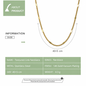 สร้อยคอแบบมีลวดลาย สแตนเลสสตีล ชุบทอง 14K แบบสุญญากาศ  ขนาด 40+5 ซม. น้ำหนัก 4.3 กรัม - Product Image 3