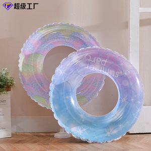 Anillo de natación inflable para niños, diseño de lentejuelas de cielo estrellado, flotador grueso, juguete acuático para uso en exteriores - Product Image 3