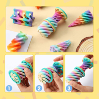 Lot de 4 jouets anti-stress en plastique imprimés en 3D, forme de pyramide impossible, couleurs pastel, gadgets de bureau pour adolescents, adultes, unisexe