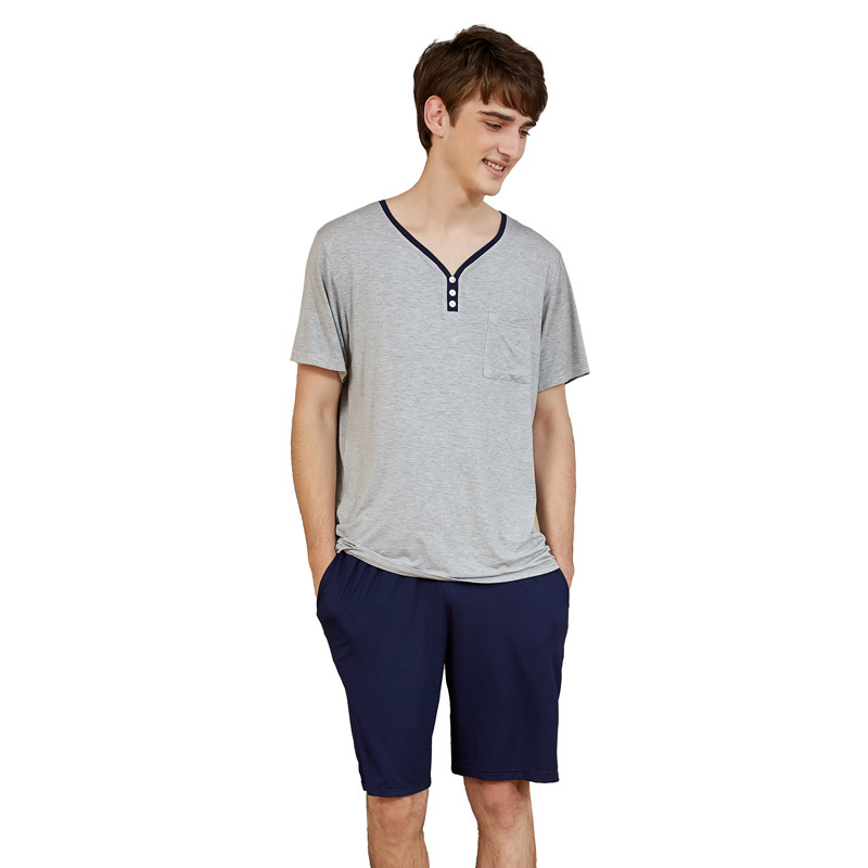Summer Men'S Thin Cool Super Pajama Sets Soft Modal Knitted Short-Sleeved Men Pajamas Can Wear Home Clothes Pajama Suit