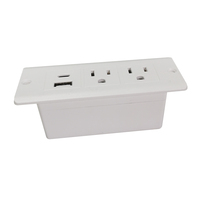 Multiprise de bureau dissimulée avec ports USB-A/C, prises multiples, blanche, 125V, pour bureaux à domicile et tables, avec fiches US droites/angulaires