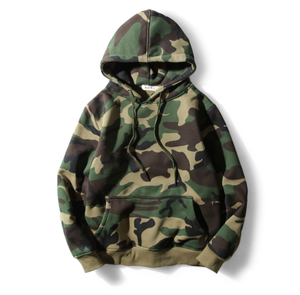 Felpa Unisex in cotone con occhielli in metallo con tasca a canguro e cappuccio con coulisse colore abbinato felpa mimetica alla moda - Product Image 1