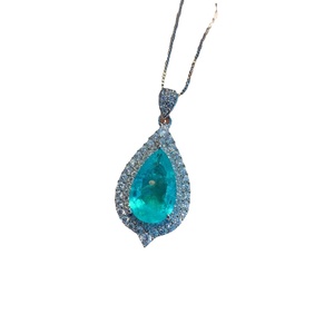 Wholesale Eco-friendly Copper Tear Drop-shaped Paraiba Zircon Durable Necklace <b>Earrings</b> <b>Set</b> Zircon Waterproof Jewelry <b>Set</b> - Product Image 1