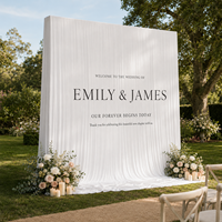 Rideau de fond personnalisé en tissu blanc pour cérémonie de mariage, fête, extérieur, pelouse, anniversaire, décoration de photomaton