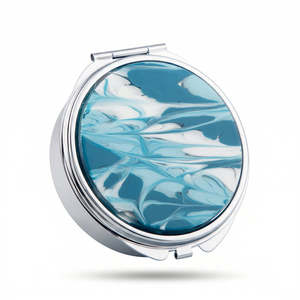 Round Metal Pill Box Case with <b>Mirror</b> <b>Acrylic</b> Tortoiseshell Marble Pattern Decorative Small Pocket Pill Organizer Custom Logo - Product Image 4