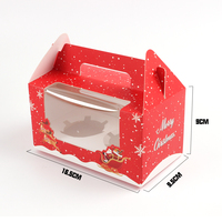Prêt à expédier thème de Noël couleur imprimé pâtisserie et desserts sucrés tarte aux œufs au four Cupcake à emporter boîte en papier poignée en relief