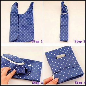 Recyclable Eco-friendly Washable <b>Folding</b> Grocery Bags Reusable Pocket Bag Foldable Shopping Bag With Custom Printed Logo - Product Image 3