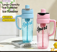 Bouteille d'eau en plastique grande capacité avec double bec verseur, compartiment à thé indépendant, système anti-fuite, 4 couleurs disponibles