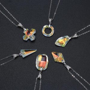 RINNTIN SWN25 Ciondolo in Argento 925 <span class=keywords><strong>con</strong></span> <span class=keywords><strong>Cristalli</strong></span> Moonlight Clear, Cristallo Rettangolare Spesso 29mm, <span class=keywords><strong>Collana</strong></span> in Argento 925 - Product Image 3