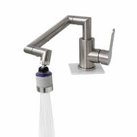 Filtre purificateur d'eau moderne en plastique chromé avec cartouche en coton PP, aérateur de robinet à trou unique pour cuisine et salle de bain, garantie 1 an