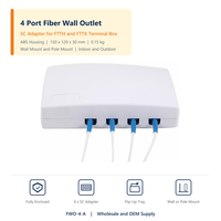 FWO-4-A 4 Port Fiber Wall Outlet SC Adapter FTTH Terminal Box 150x120x30mm ABS Putih Pemasangan di Dinding/Tiang Grosir OEM