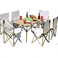 Klappbarer Camping-Tisch und -Stühle Set für Draußen, Tragbares Picknick-Set, Komplette Campingausrüstung, Outdoor-Möbel aus Kohlenstoffstahl-Legierung