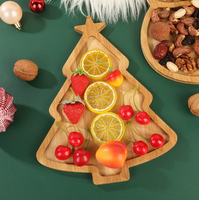 Kerstboomvormig dienblad van bamboe en hout, bamboe dinerbord voor kerstfeesten, fruit- en dessertbord voor thuisgebruik