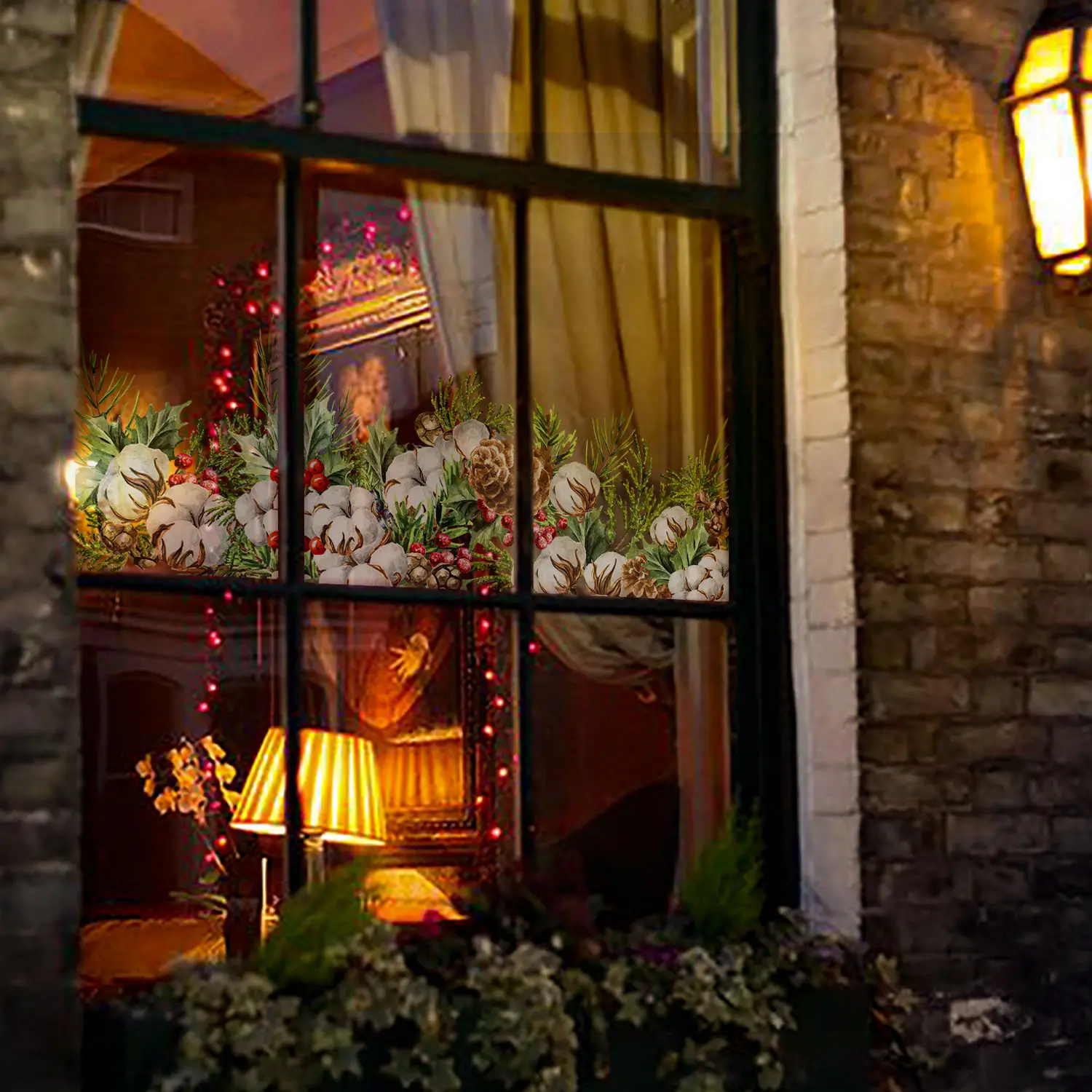 חג המולד מדבקות חלון דקור חנות עיצוב הבית סנטה קלאוס מציג דמות מצוירת מדבקות קישוטים