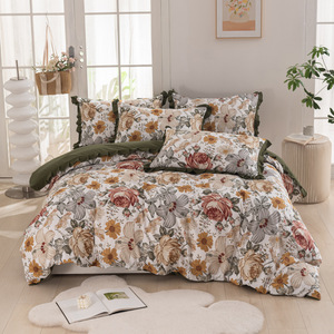 Nouvel arrivage transfrontalier – Parure de lit 3 pièces série <span class=keywords><strong>Demer</strong></span> de qualité export, bords volantés, microfibre brossée, motif floral - Product Image 3