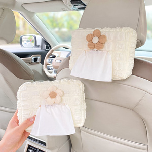 Caja de pañuelos para coche Huahua con diseño de flores, almacenamiento colgante para salpicadero, decoración interior para niñas - Product Image 3