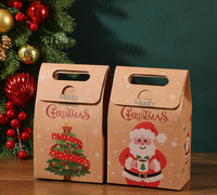 Boîte à friandises pliable en forme de Père Noël, adorable boîte cadeau pour biscuits, pour les enfants, fête de Noël, emballage de collations